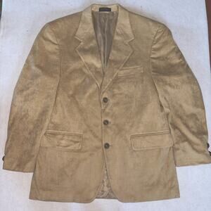 Vintage Beige Feather Suede Sport Coat Blazer Mens 40R Statement Button Domino